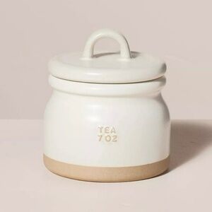 Hearth & Hand Magnolia 7oz Stoneware Crock Tea Canister Cream/Clay